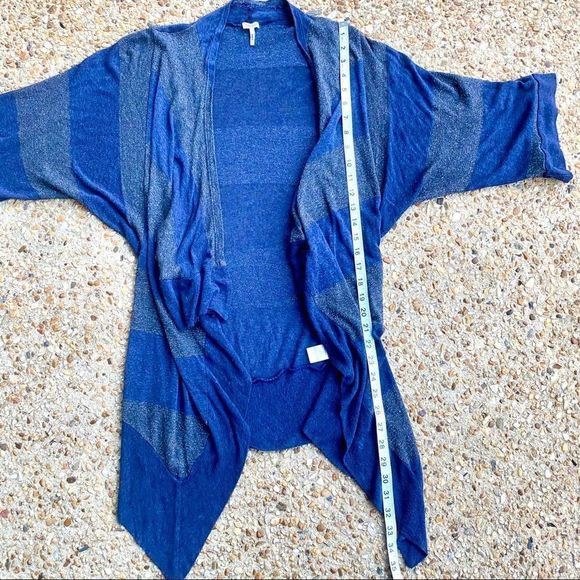 Splendid Blue Striped Metallic Waterfall Cardigan Size S - Picture 5 of 7